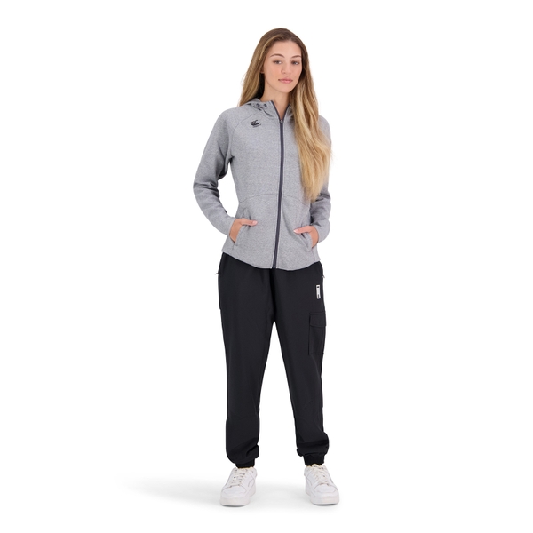 Canterbury Of New Zealand WOMENS VAPODRI FULL ZIP TEMPO HOODED SWEATSHIRT IN GREY