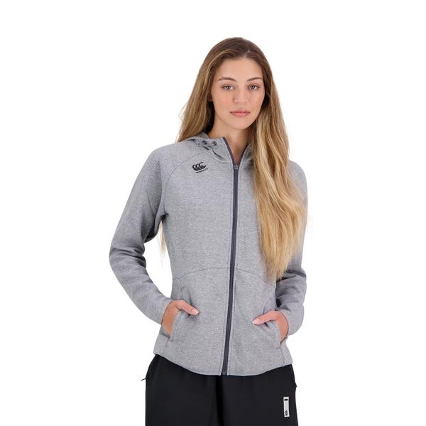 canterbury of new zealand WOMENS VAPODRI FULL ZIP TEMPO HOODED SWEATSHIRT IN GREY