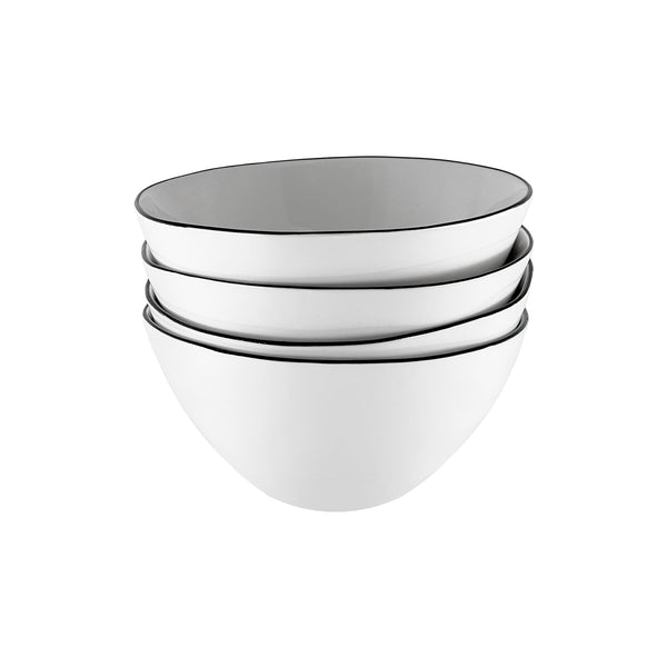 canvas home Abbesses Black Rim Porcelain Cereal Bowl Set of 4