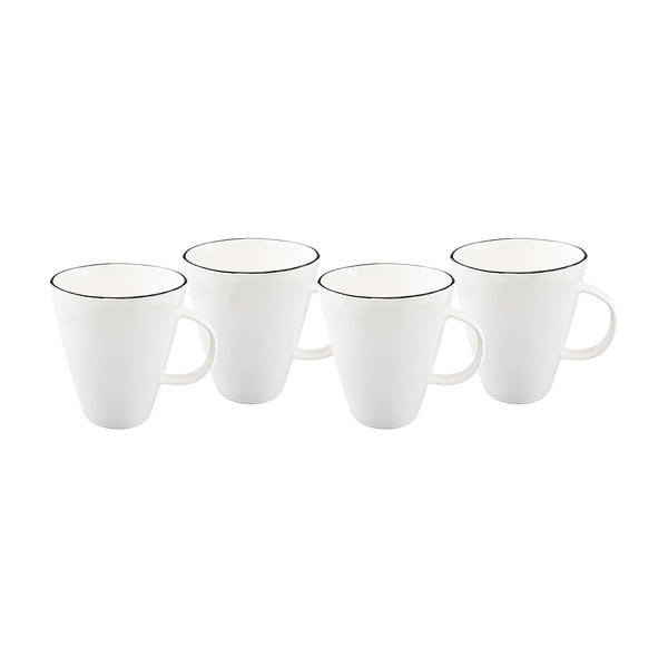 canvas home Abbesses Black Rim Porcelain Mug Set of 4