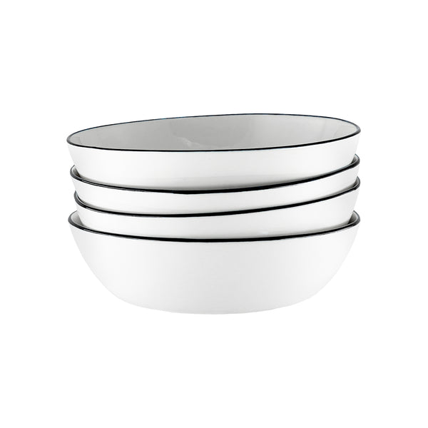 canvas home Abbesses Black Rim Porcelain Pasta Bowl Set of 4