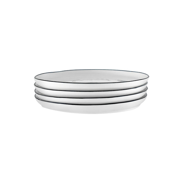 canvas home Abbesses Black Rim Porcelain Salad Plate Set of 4