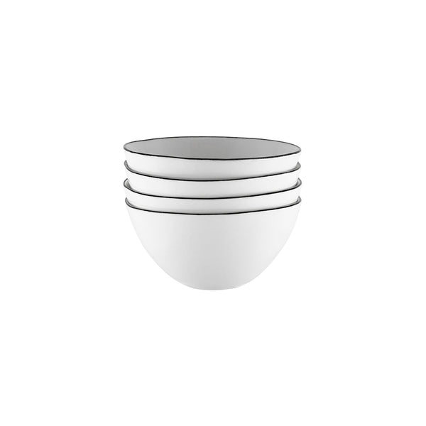 canvas home Abbesses Black Rim Porcelain Small Bowl - Set of 4