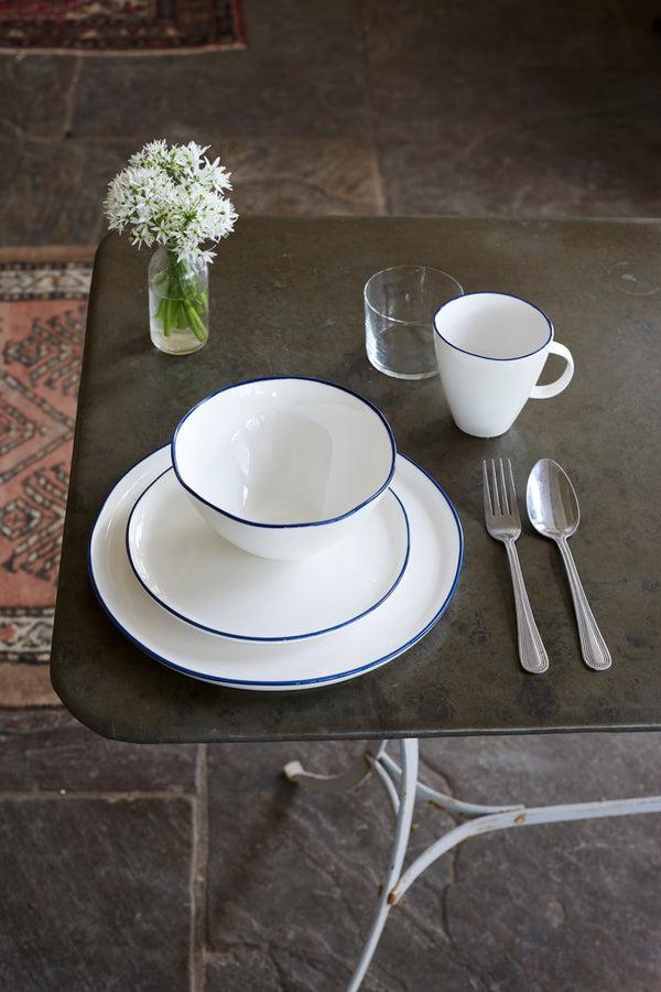 Canvas Home Abbesses Blue Rim Porcelain 16 Piece Dinnerware Set Service For 4