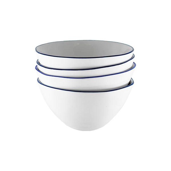 canvas home Abbesses Blue Rim Porcelain Cereal Bowl Set of 4