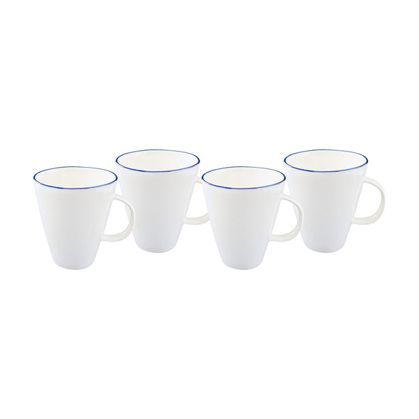 canvas home Abbesses Blue Rim Porcelain Mug Set of 4