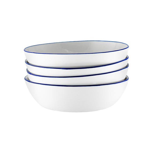 canvas home Abbesses Blue Rim Porcelain Pasta Bowl Set of 4
