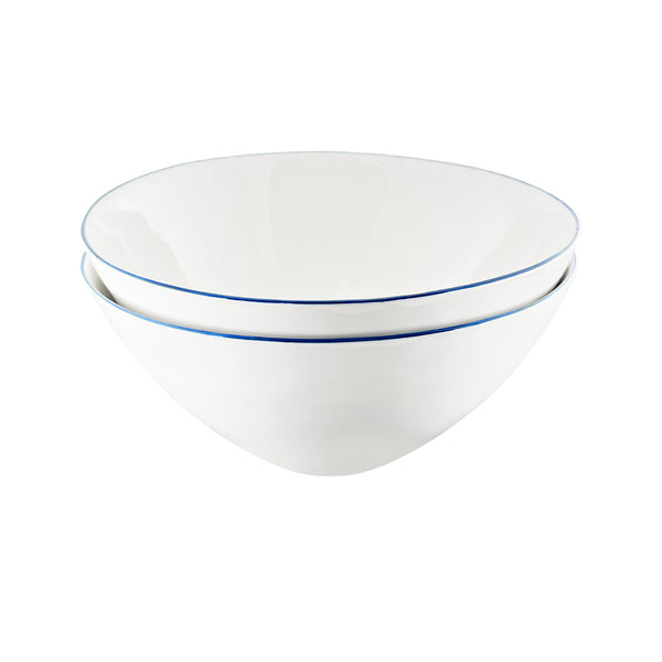 canvas home Abbesses Blue Rim Porcelain Serving Bowl Set of 2