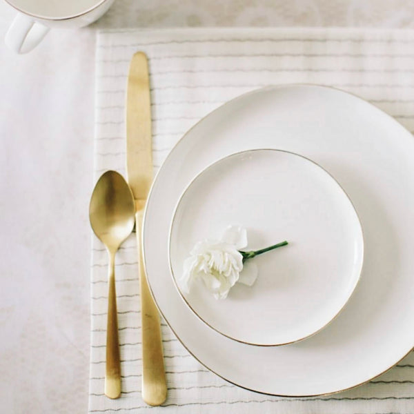 Canvas Home Abbesses Gold Rim Porcelain 4 Piece Dinnerware Set Service For 1