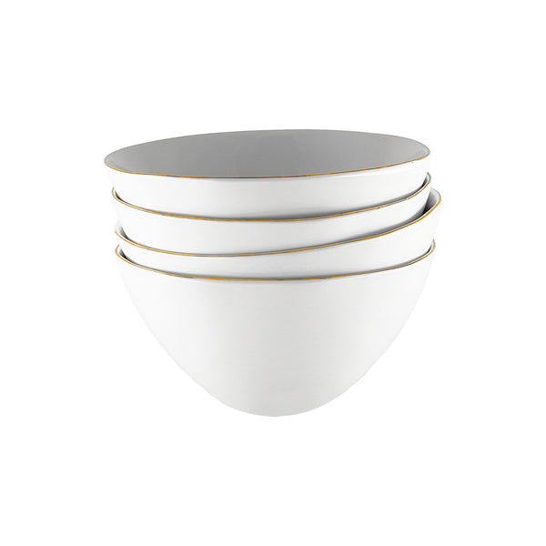 canvas home Abbesses Gold Rim Porcelain Cereal Bowl Set of 4