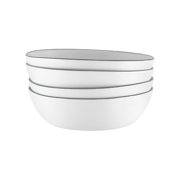 canvas home Abbesses Grey Rim Porcelain Pasta Bowl Set of 4