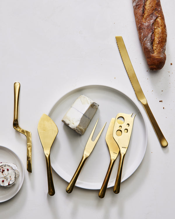 Canvas Home Barcelona Matte Gold Stainless Steel 5 Piece Cheese Service Gift Set