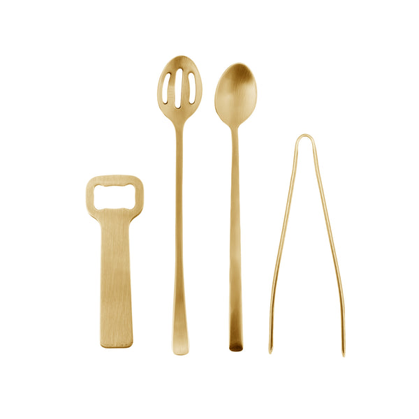 Canvas Home Canvas Classic Matte Gold Stainless Steel 4 Piece Bar Tool Gift Set