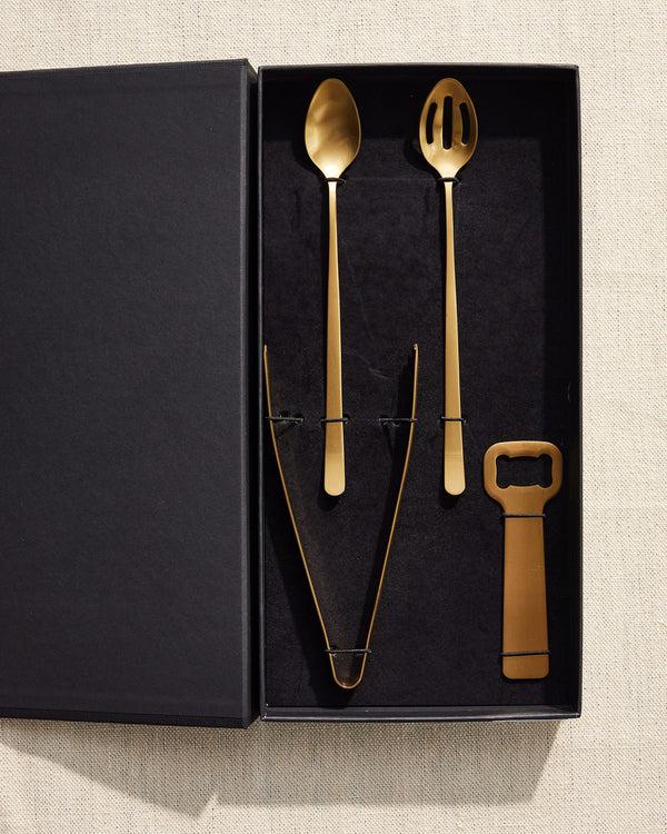 canvas home Canvas Classic Matte Gold Stainless Steel 4 Piece Bar Tool Gift Set