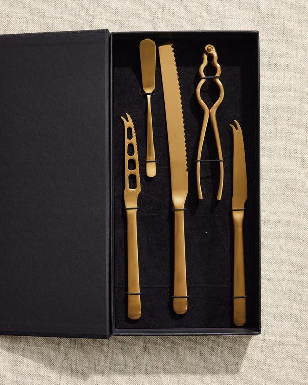 Canvas Home Canvas Classic Matte Gold Stainless Steel 5 Piece Appetizer Gift Set