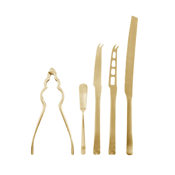 canvas home Canvas Classic Matte Gold Stainless Steel 5 Piece Appetizer Gift Set
