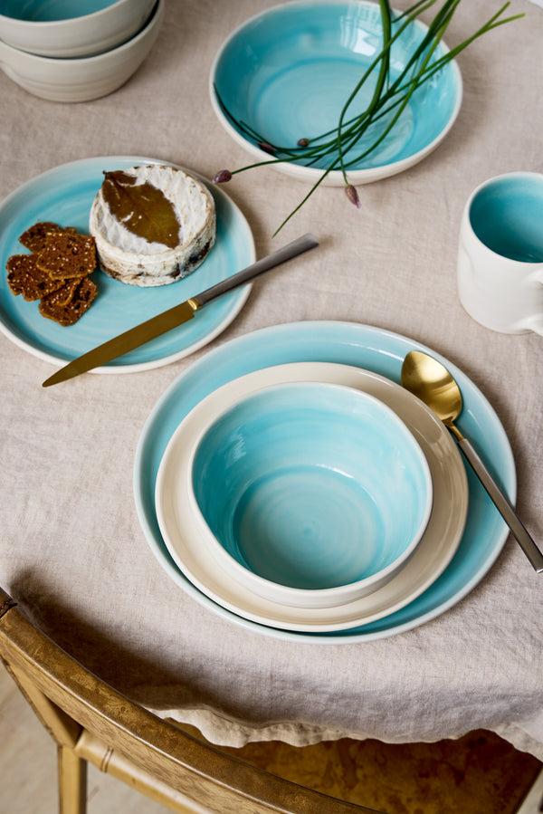 Canvas Home Pinch Salad Plate In Aqua - Set Of 4