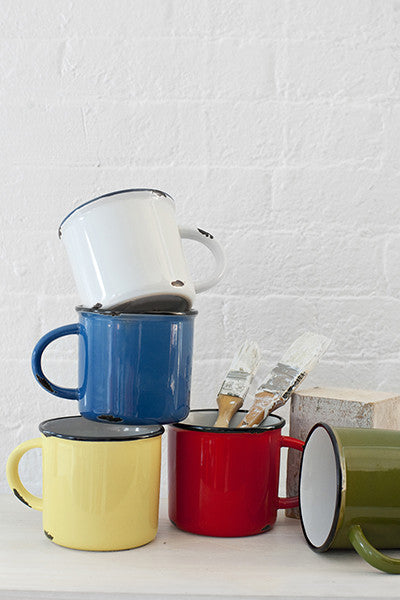 Canvas Home Tinware Mug In Blue - Set Of 4