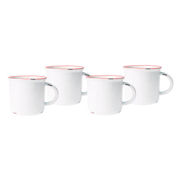 Canvas Home Tinware Mug In White/Red Rim - Set Of 4