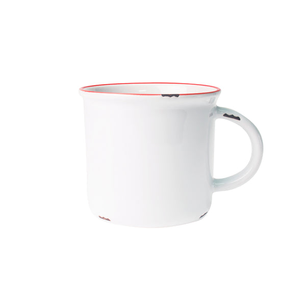 canvas home Tinware Mug in White/Red Rim - Set of 4