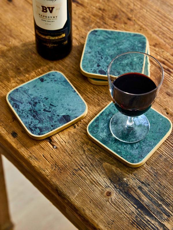 Canvas Home Verona Green Marble Coaster Set