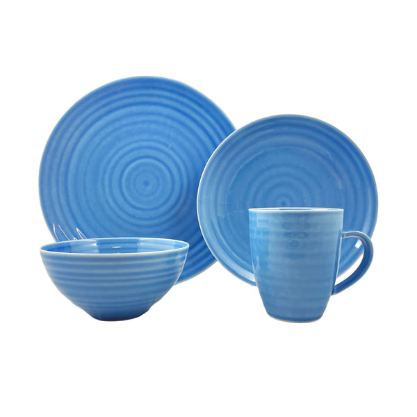 canvas home Daniel Smith Blue Porcelain 16 Piece Dinnerware Set Service For 4