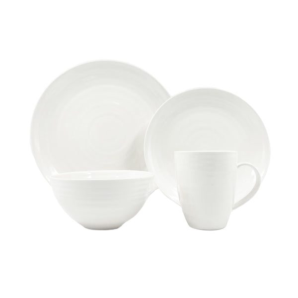 canvas home Daniel Smith Ivory Porcelain 16 Piece Dinnerware Set Service For 4