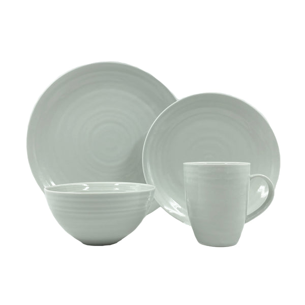 canvas home Daniel Smith Smoke Porcelain 4 Piece Dinnerware Set Service For 1