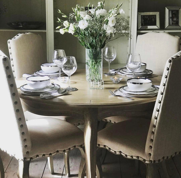 Canvas Home Dauville Platinum Metallic Porcelain 5 Piece Dinnerware Set Service For 1