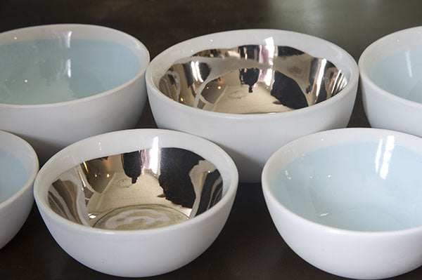 Canvas Home Dauville Platinum Metallic Porcelain Accented Bowls