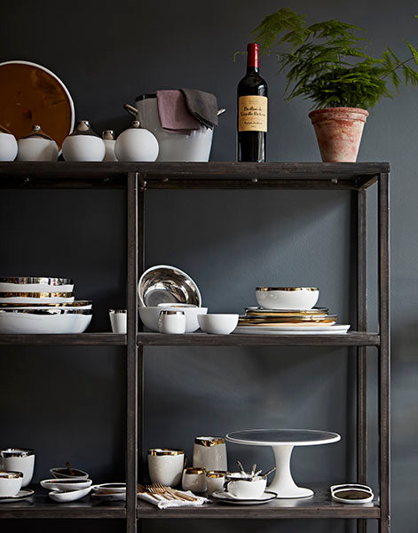 Canvas Home Dauville Platinum Metallic Porcelain Cereal Bowl Set Of 4