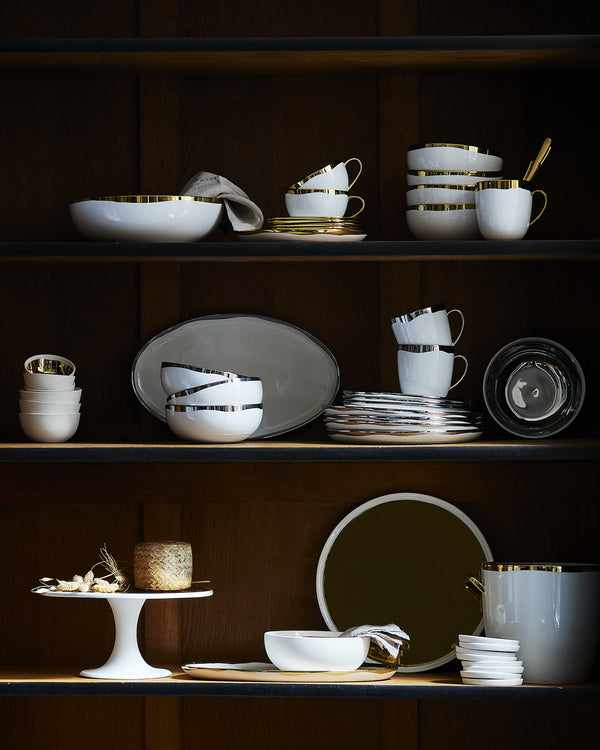 Canvas Home Dauville Platinum Metallic Porcelain Cup & Saucer