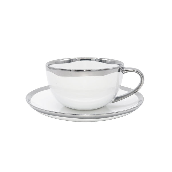 canvas home Dauville Platinum Metallic Porcelain Cup & Saucer
