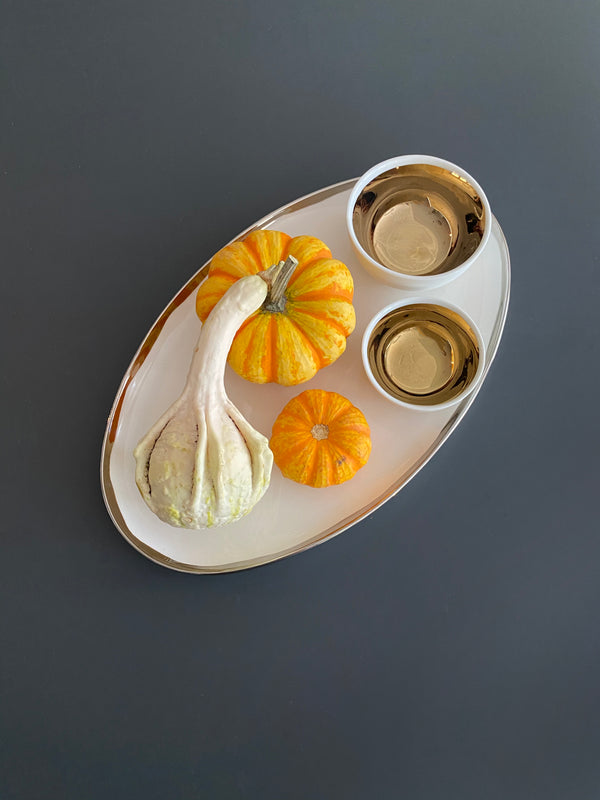 Canvas Home Dauville Platinum Metallic Porcelain Platter