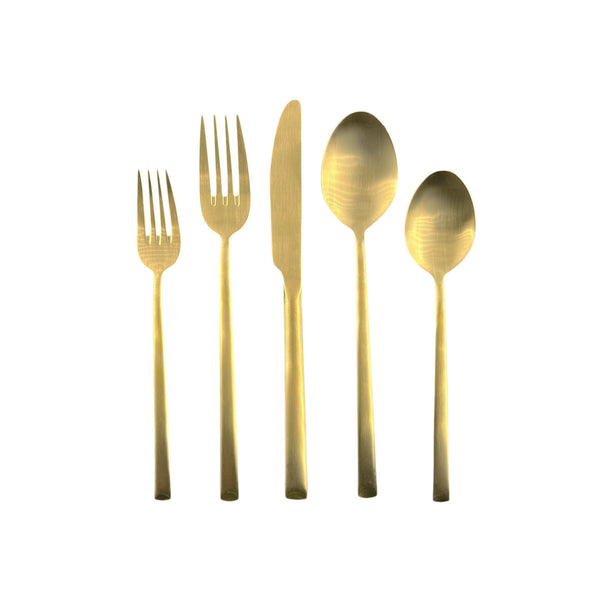 canvas home Ellsworth Matte Gold Stainless Steel 5 Piece Cutlery Set - Service for 1