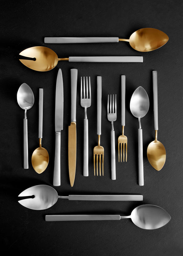 Canvas Home Hvar Matte Brushed Gold Stainless Steel 2 Piece Salad Server Set