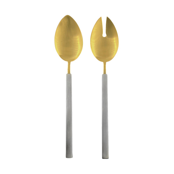 canvas home Hvar Matte Brushed Gold Stainless Steel 2 Piece Salad Server Set