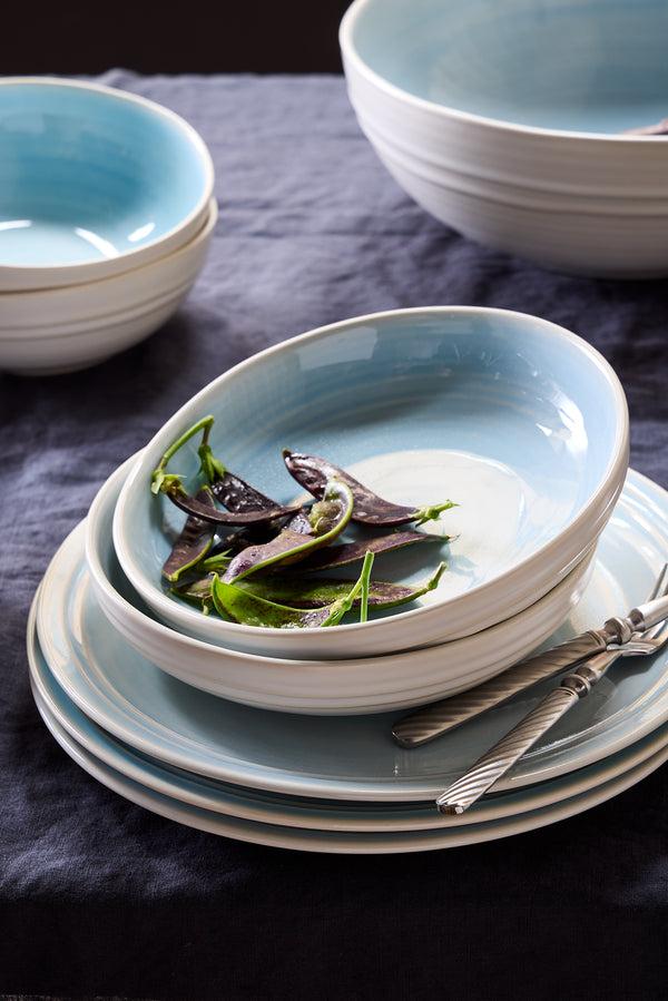 Canvas Home Lines Blue Stoneware Pasta Bowl Set Of 4