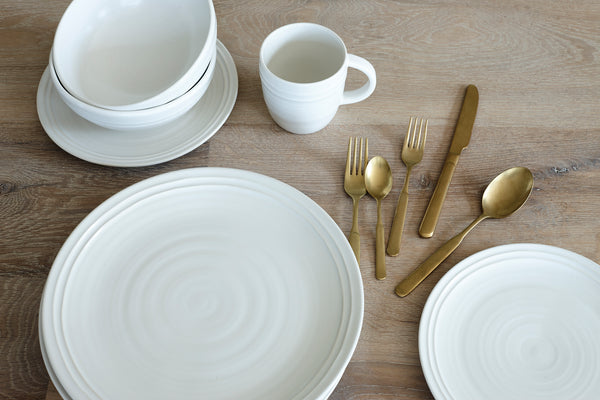 Canvas Home Lines White Stoneware Cereal Bowl Set Of 4