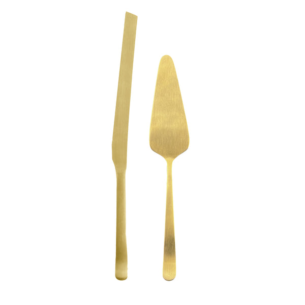 canvas home Oslo Matte Gold Stainless Steel 2 Piece Cake Service Set