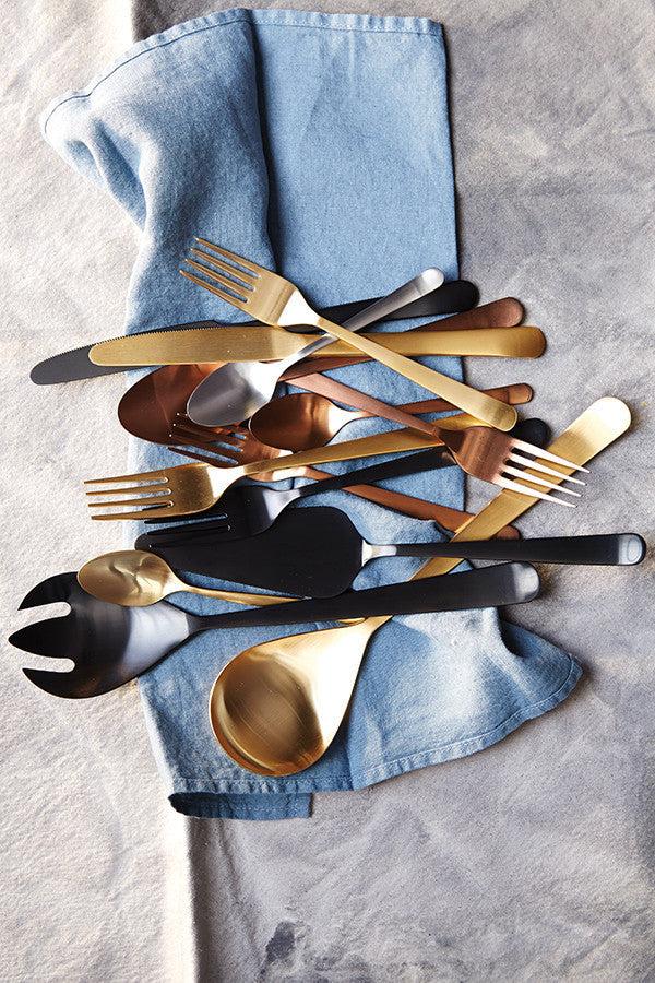 Canvas Home Oslo Matte Gold Stainless Steel 2 Piece Salad Server Set