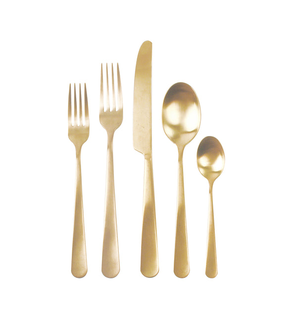 canvas home Oslo Matte Gold Stainless Steel 5 Piece Cutlery Set - Service for 1
