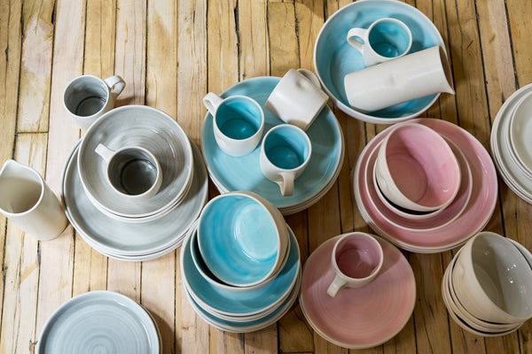 Canvas Home Pinch Aqua Stoneware 16 Piece Dinnerware Set Service For 4