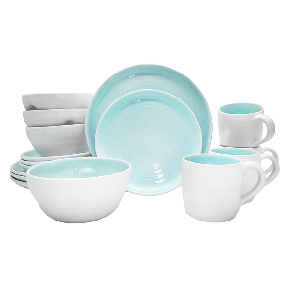 canvas home Pinch Aqua Stoneware 16 Piece Dinnerware Set Service For 4
