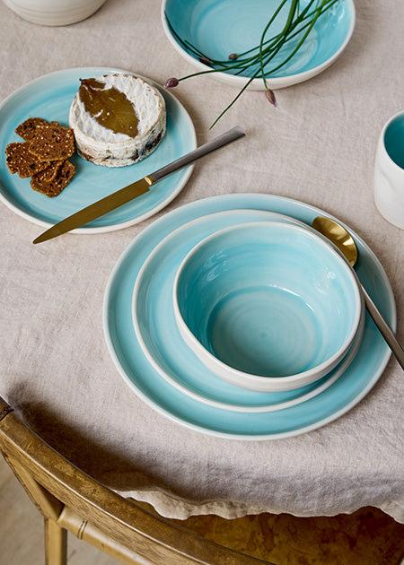 Canvas Home Pinch Aqua Stoneware 4 Piece Dinnerware Set Service For 1