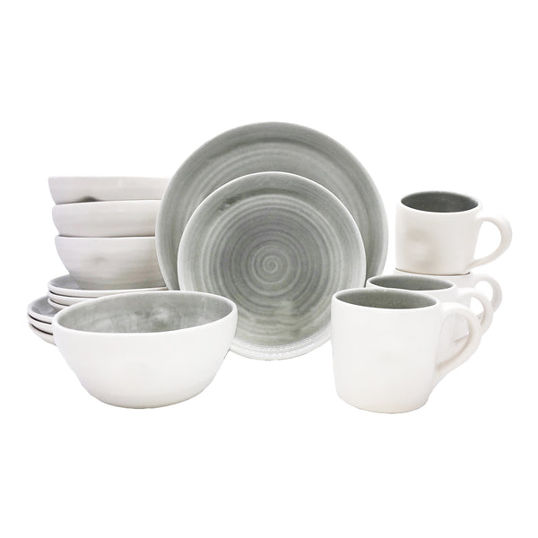 canvas home Pinch Grey Stoneware 16 Piece Dinnerware Set Service For 4
