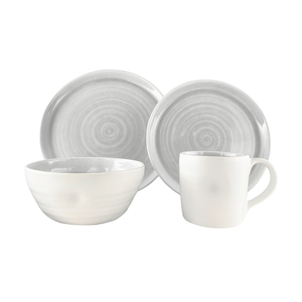 canvas home Pinch Grey Stoneware 4 Piece Dinnerware Set Service For 1