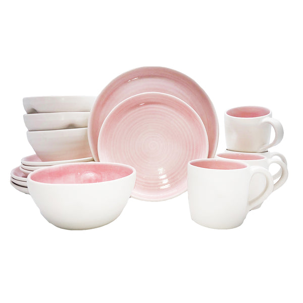 canvas home Pinch Pink Stoneware 16 Piece Dinnerware Set Service For 4