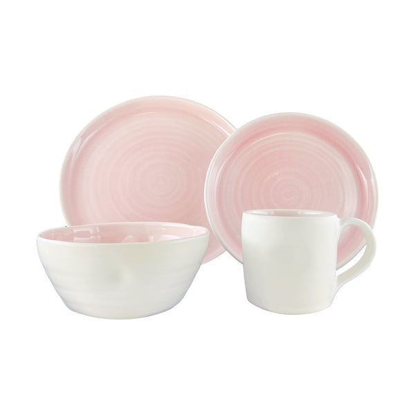 canvas home Pinch Pink Stoneware 4 Piece Dinnerware Set Service For 1