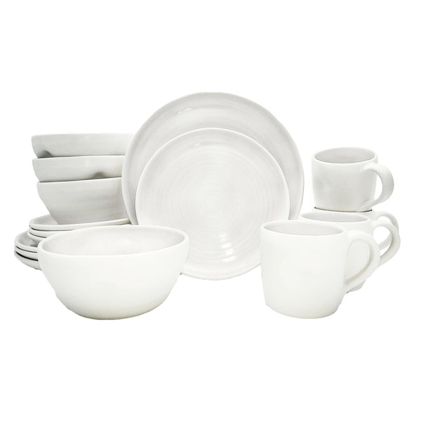 canvas home Pinch White Stoneware 16 Piece Dinnerware Set Service For 4